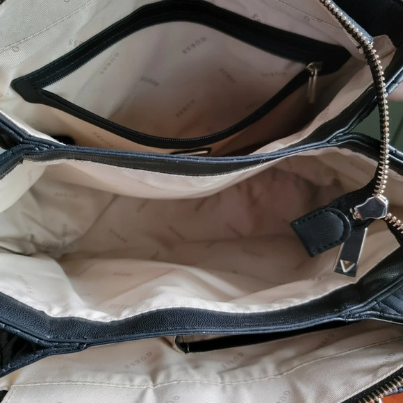 Guess Brinkley Triple Compartment Satchel in Black Faux Leather - Picture 12 of 15